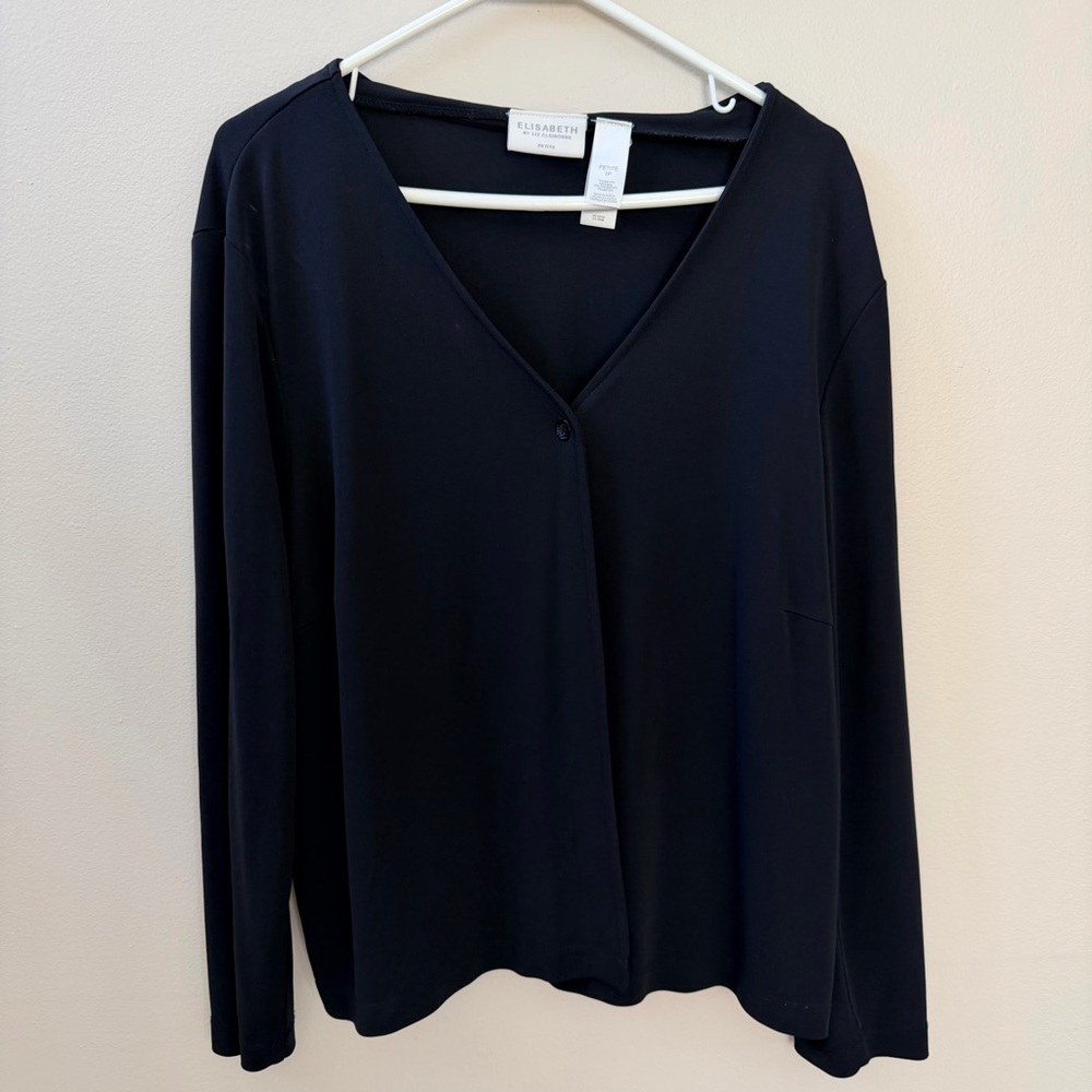 Elisabeth by Liz Claiborne Classic Black Long Sleeve Cardigan Top, Sz 1X P
